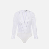 Body in popeline di cotone con dettagli smoking CB00256E2 100 ELISABETTA FRANCHI Bianco 