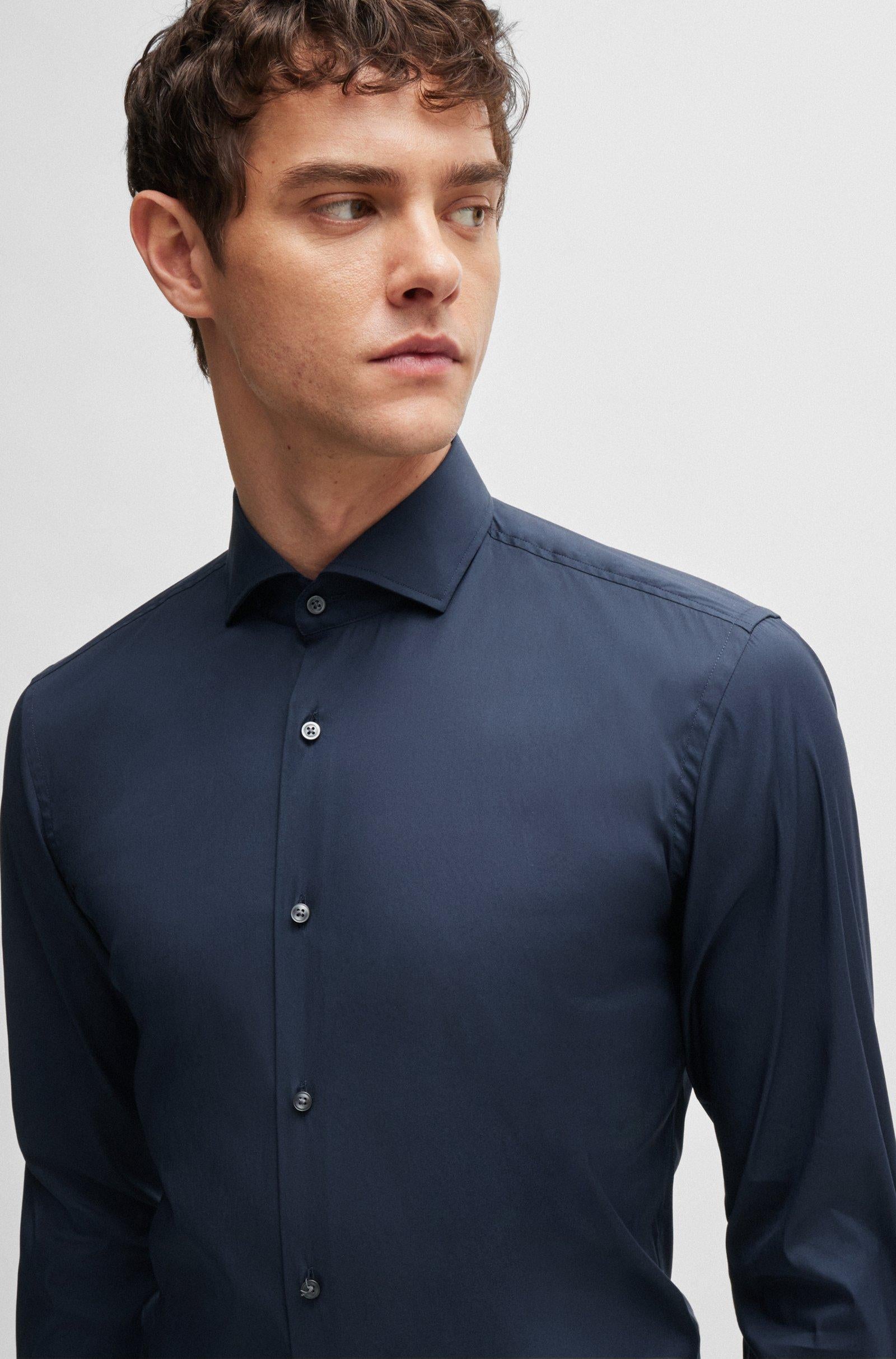 Camicia slim fit in cotone elasticizzato 50479915 10151300 03 410 BOSS Blue 
