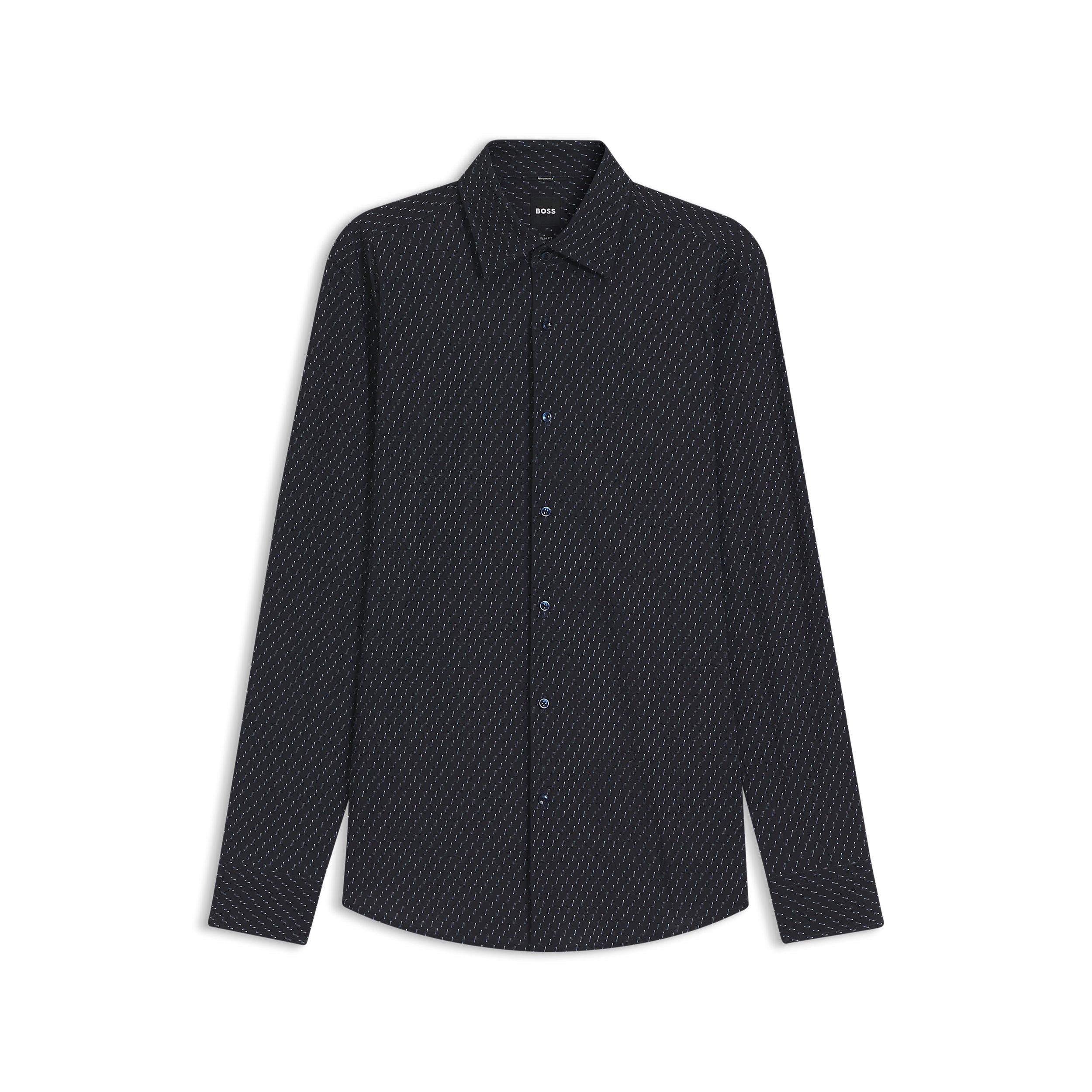 Camicia slim in microfibra 50561106 10278633 01 404 BOSS Dark blue 