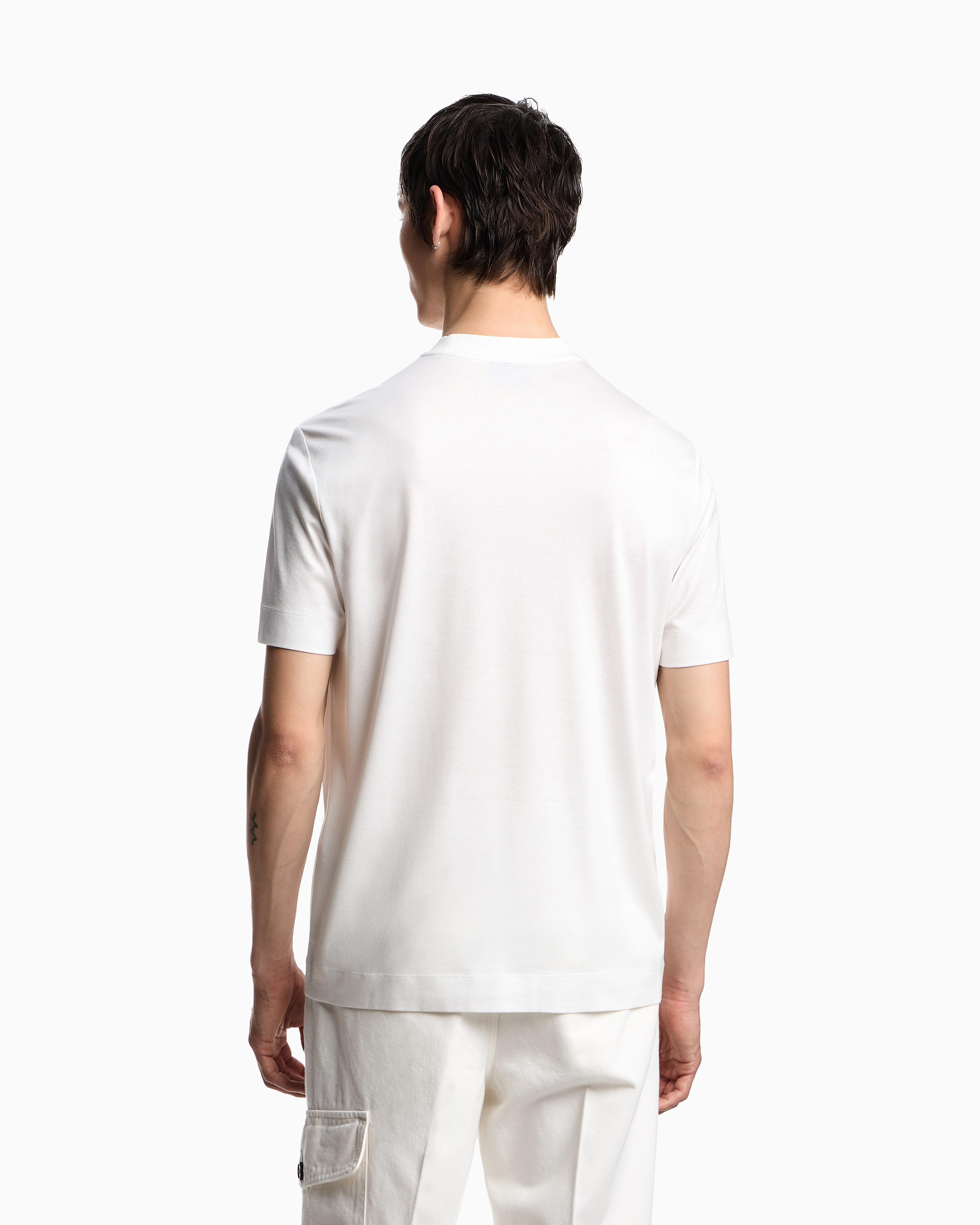 T-shirt in jersey misto lyocell con ricamo frase summer mood ASV EM003649 AF18312 U0003 EMPORIO ARMANI Snow white 