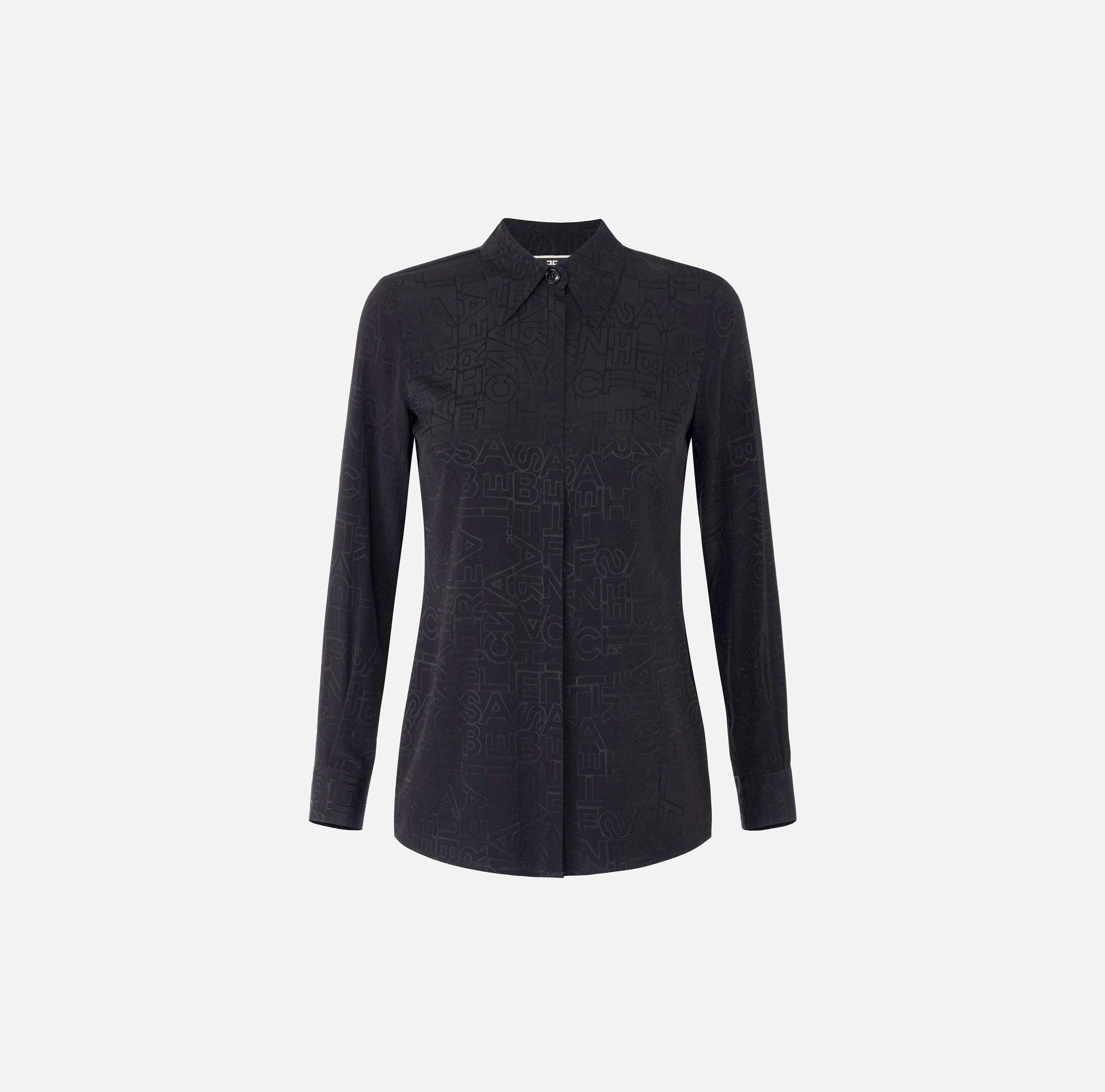 Camicia in georgette jacquard lettering CA08446E2 110 ELISABETTA FRANCHI Nero 
