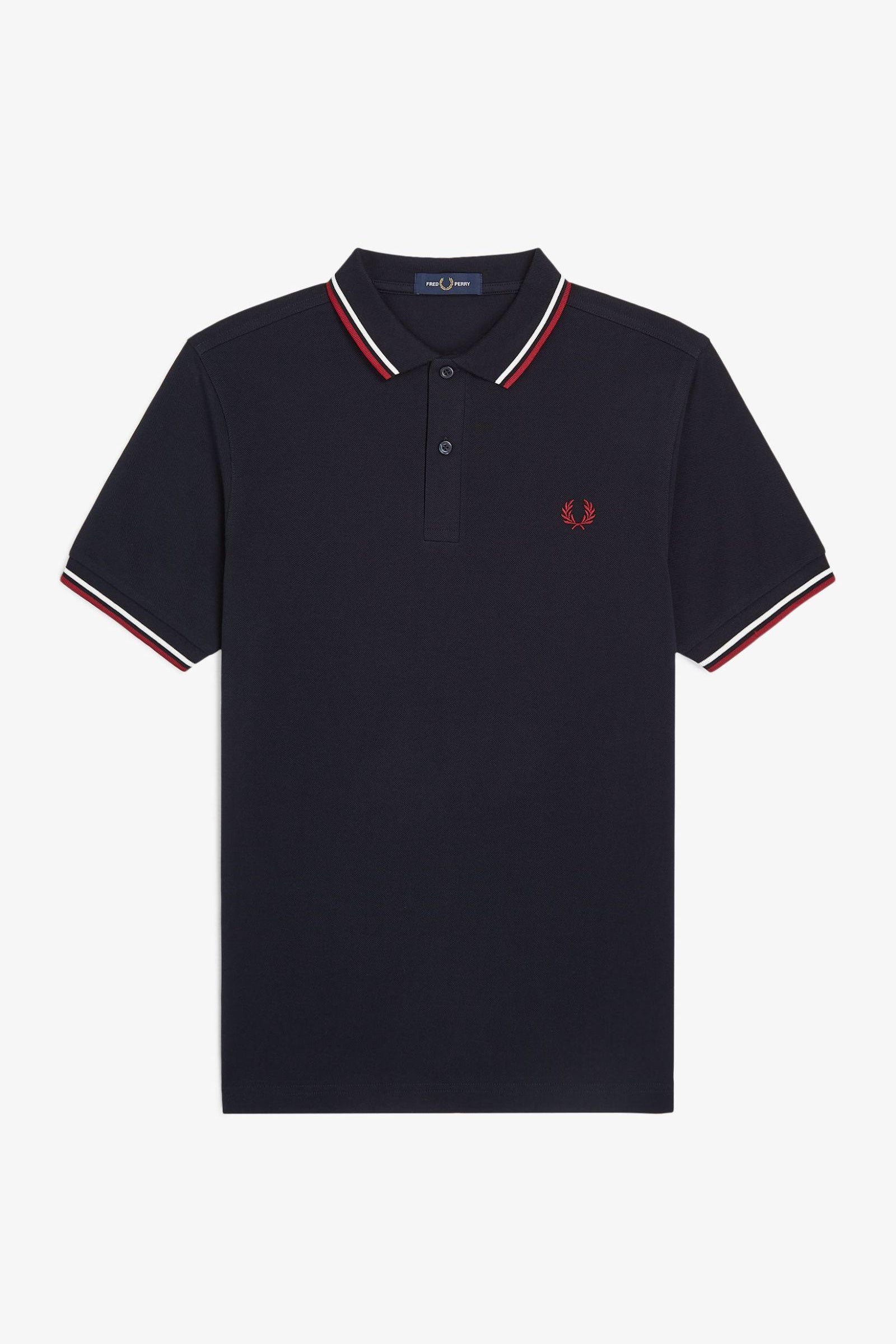 Polo manica corta M3600 T55 FRED PERRY Nvy/swht/bntred 
