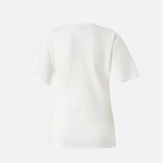 T-shirt con drappeggio e dettaglio dorato 106455A35D Z05 PINKO Bianco-biancaneve 