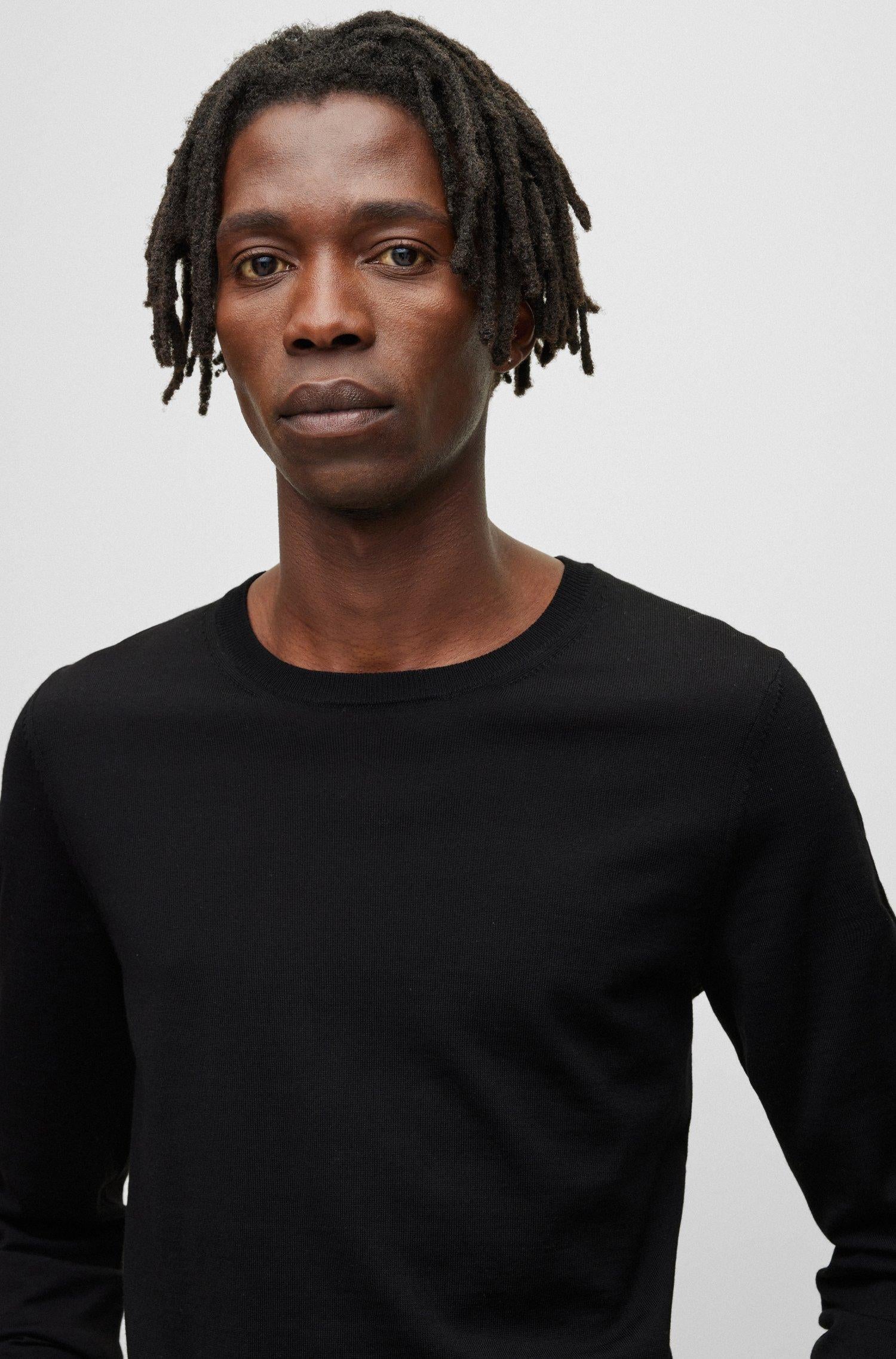 Maglia girocollo in merinos 50468239 10241501 01 001 BOSS Black 