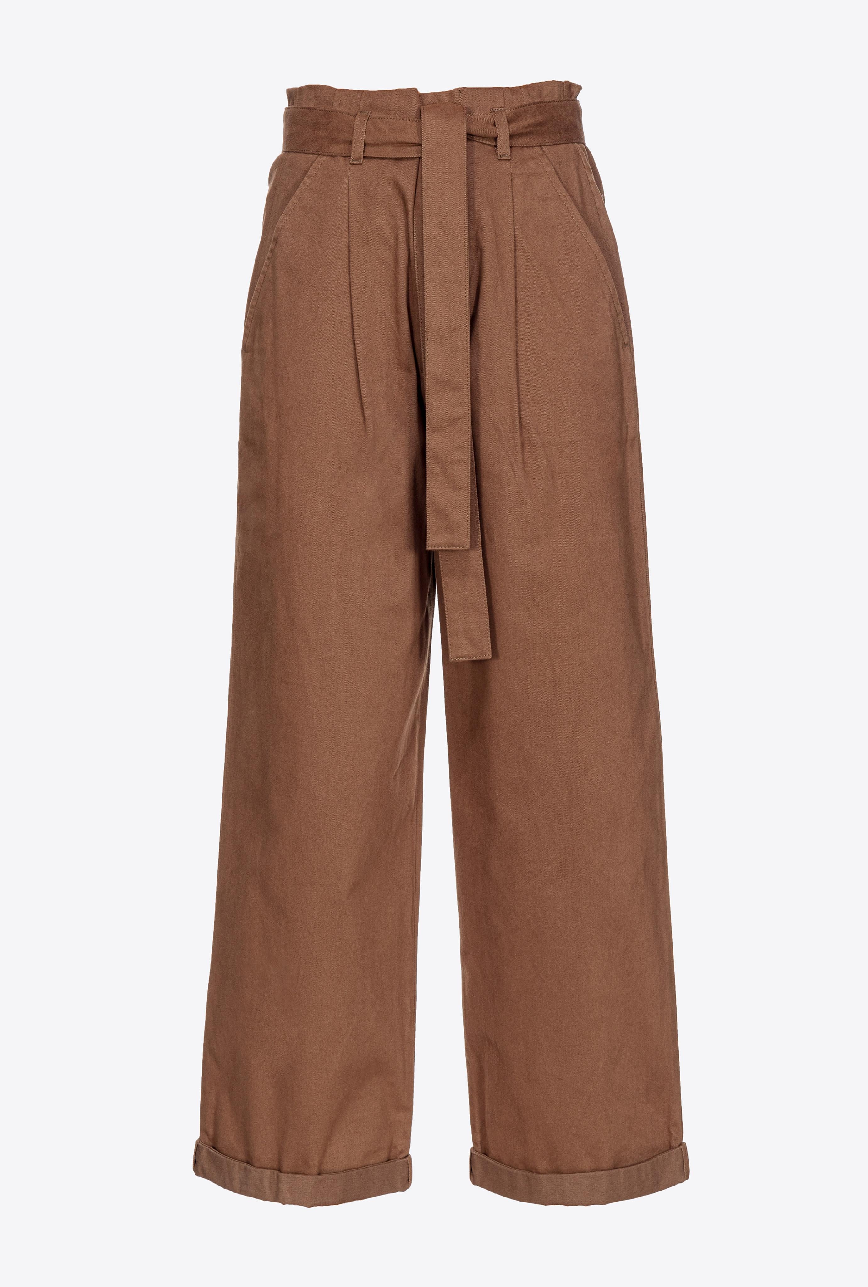 Pantaloni ampi cotone lavato 102191A1BB L71 PINKO Terra scura 