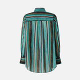 Camicia in cotone con righe effetto pennellato 106990A3CH SD3 PINKO Mult. verde/nero 