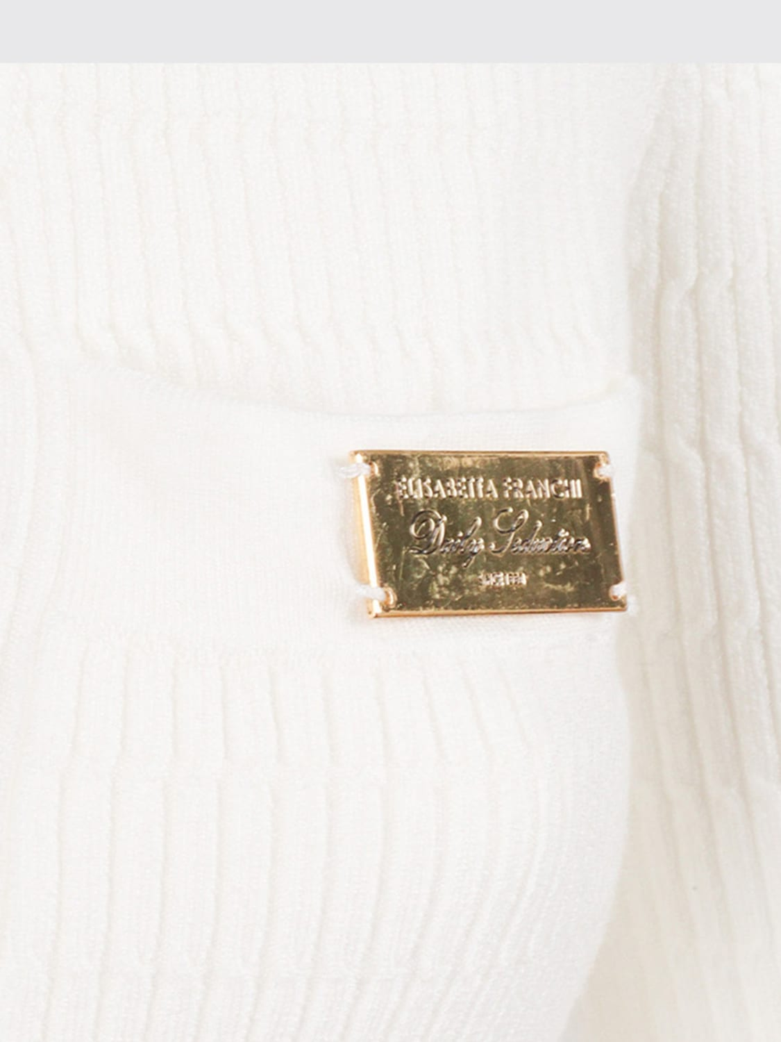Abito in maglia a micro-trecce e raso AM13B61E2 360 ELISABETTA FRANCHI Avorio 
