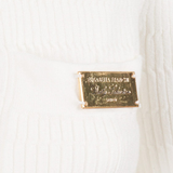 Abito in maglia a micro-trecce e raso AM13B61E2 360 ELISABETTA FRANCHI Avorio 