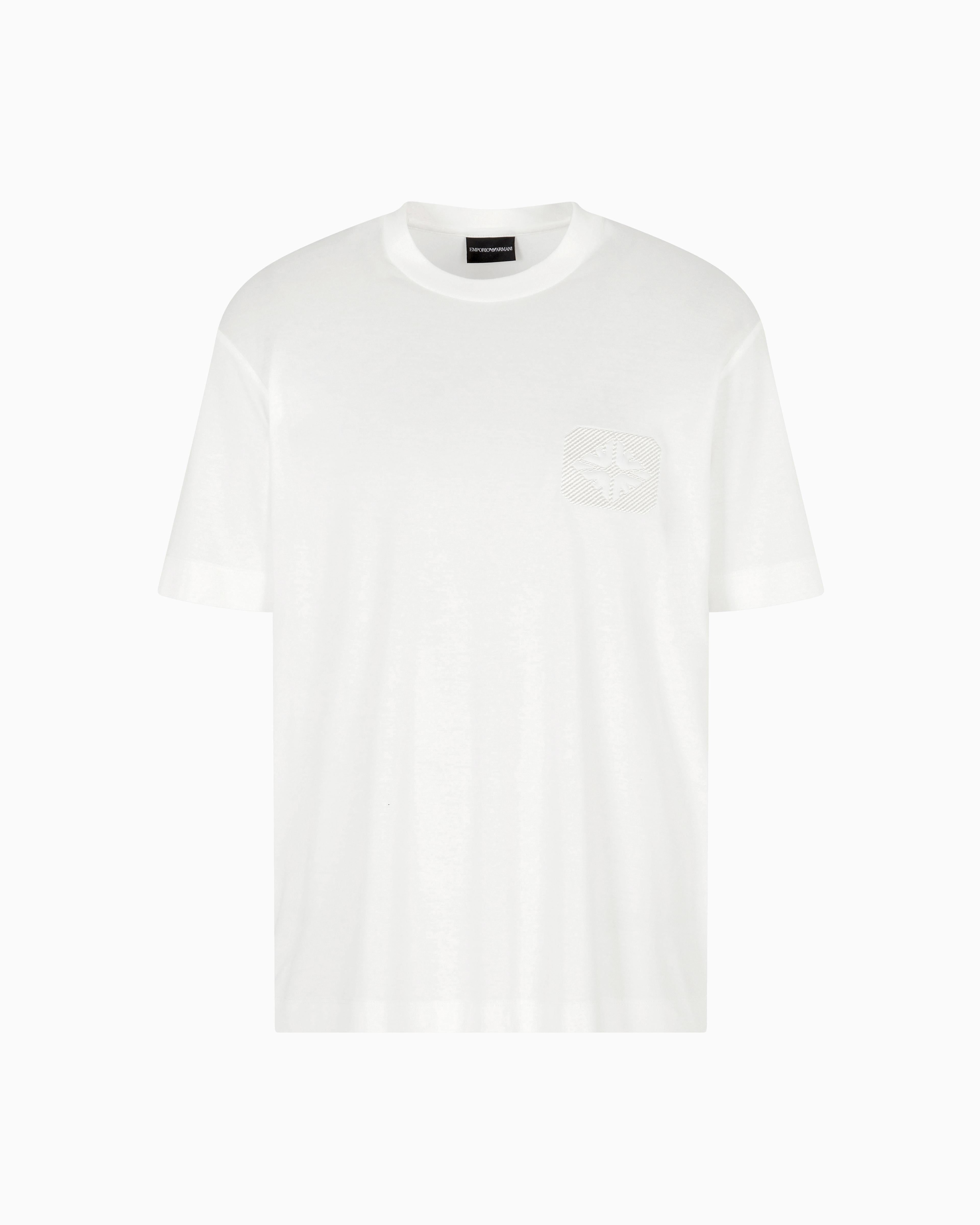T-shirt in lyocell con logo aquile bombate a rilievo ASV EM002938 AF18312 U0003 EMPORIO ARMANI Snow white 