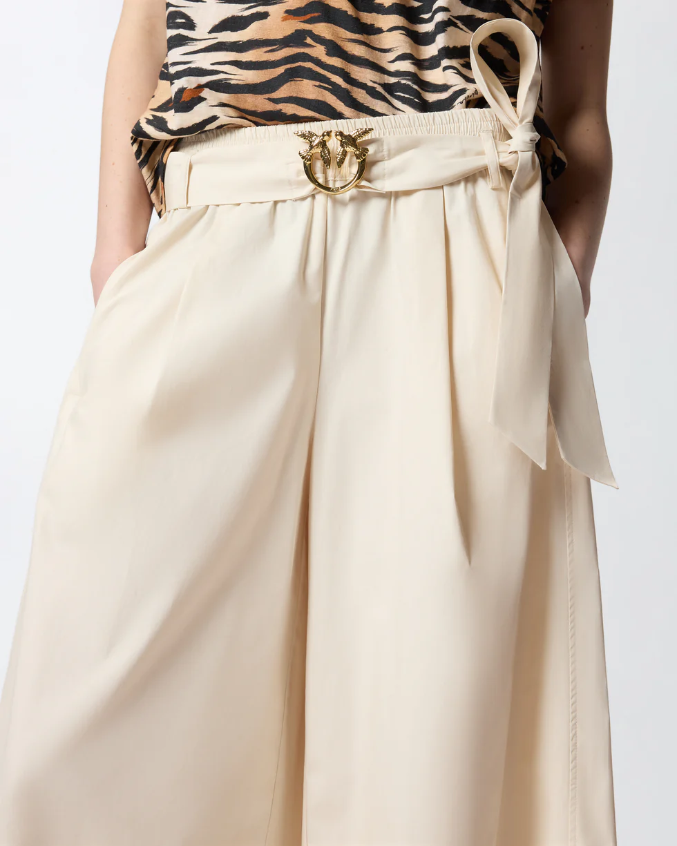 Pantalone con cintura logata 106439A35Q C03 PINKO Beige 