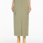 Gonna lunga in canvas di cotone 2515101071 002 MAX MARA WEEKEND Verde 