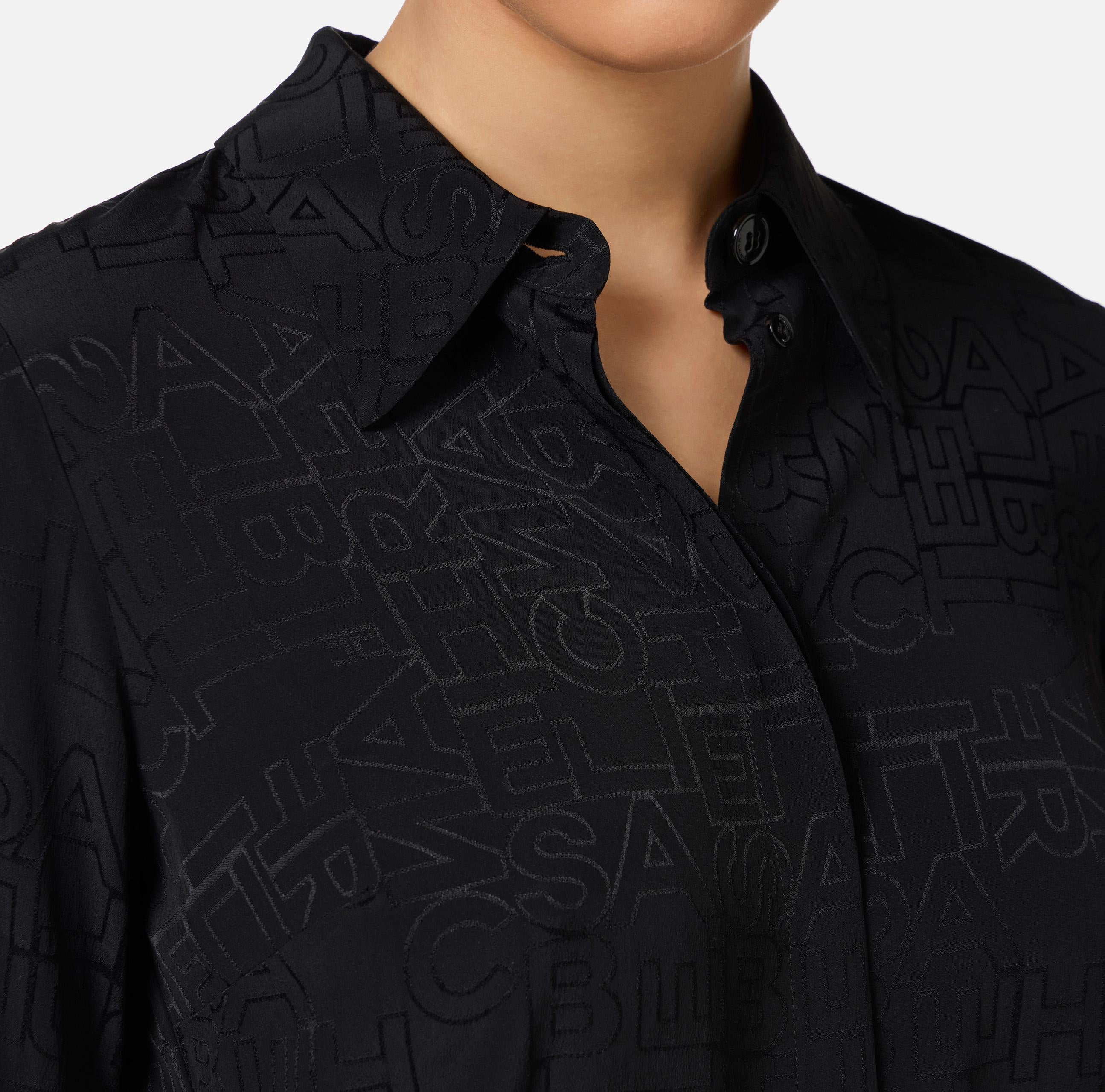 Camicia in georgette jacquard lettering CA08446E2 110 ELISABETTA FRANCHI Nero 