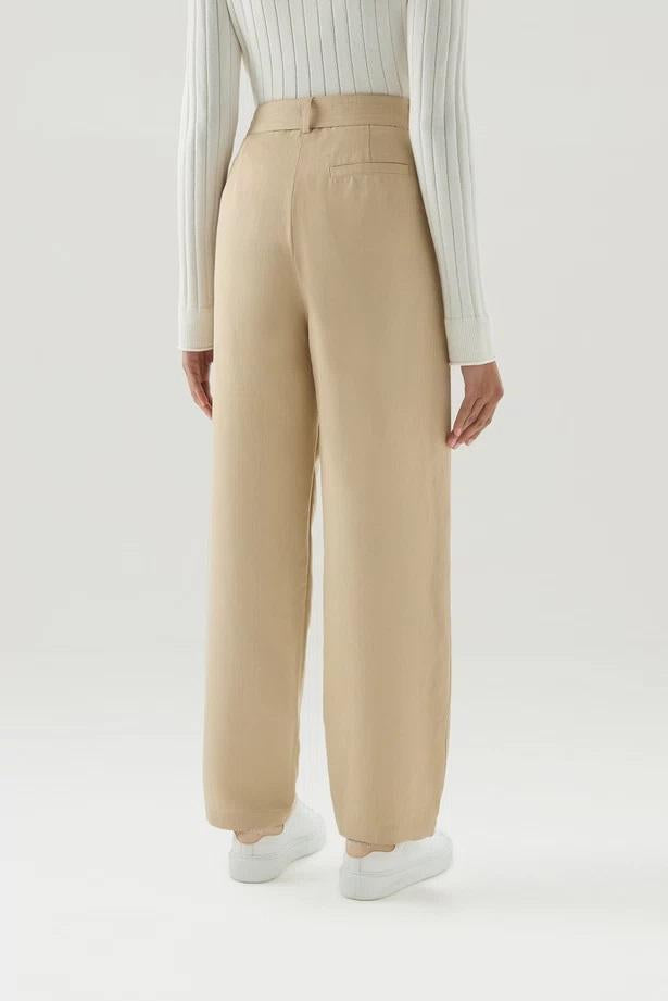 Pantaloni con cintura in misto lino viscosa CFWWTR0151FRUT3043 8925 WOOLRICH Feather beige 