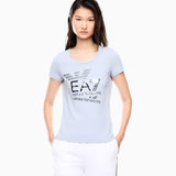 T-shirt in jersey di cotone con logo 7W000977 AF10373 U9309 EA7 Light blue 