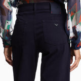Pantalone vita media e gamba ampia cropped in drill stretch tinto capo EW000019 AF17027 UB115 EMPORIO ARMANI Blue navy 