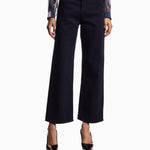 Pantalone vita media e gamba ampia cropped in drill stretch tinto capo EW000019 AF17027 UB115 EMPORIO ARMANI Blue navy 