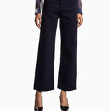 Pantalone vita media e gamba ampia cropped in drill stretch tinto capo EW000019 AF17027 UB115 EMPORIO ARMANI Blue navy 