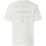 T-shirt logo strass 105526A2RM Z05 PINKO Bianco-biancaneve 