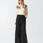 Pantaloni leggeri con lacci e dettagli texani<BR/> 106947A3AX Z99 PINKO Nero limousine 