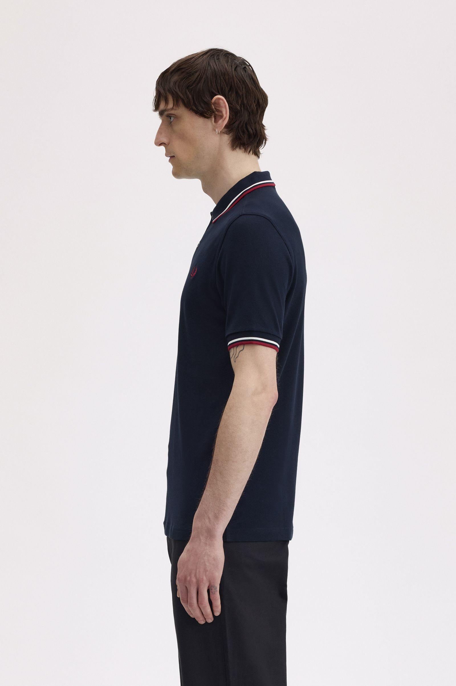 Polo manica corta M3600 T55 FRED PERRY Nvy/swht/bntred 