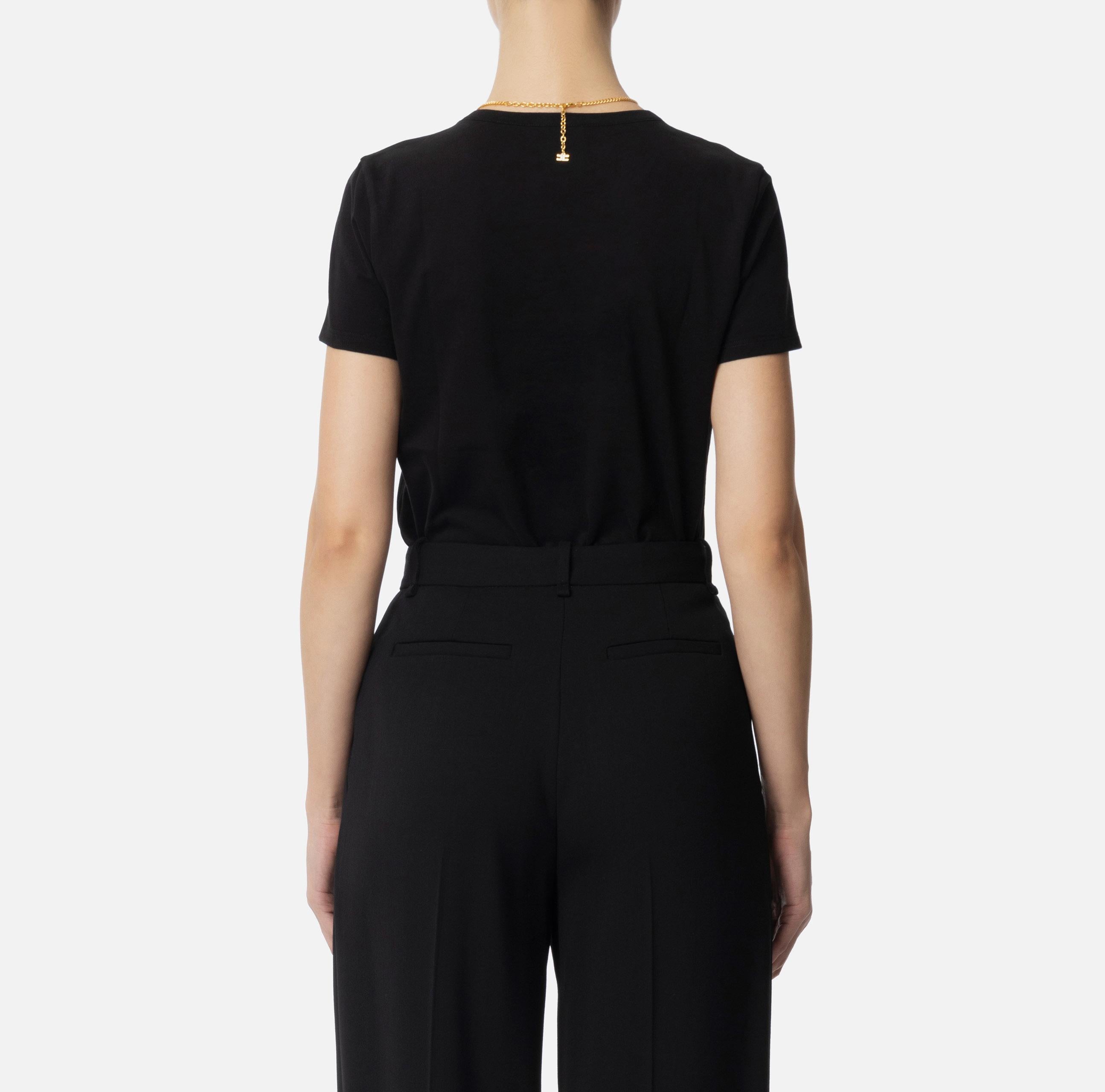 T-shirt in jersey con collana a fiocco MA02951E2 110 ELISABETTA FRANCHI Nero 