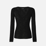 Maglia serafino leggera in cotone a costine 107001A3C Z99 PINKO Black 