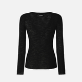 Maglia serafino leggera in cotone a costine 107001A3C Z99 PINKO Black 