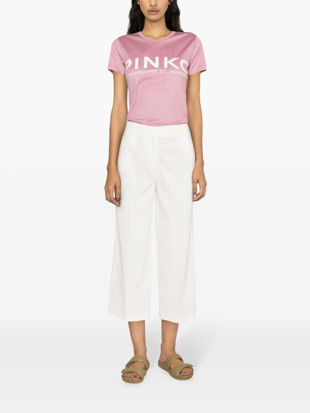 Pantalone cropped 103227A0IM Z07 PINKO White 