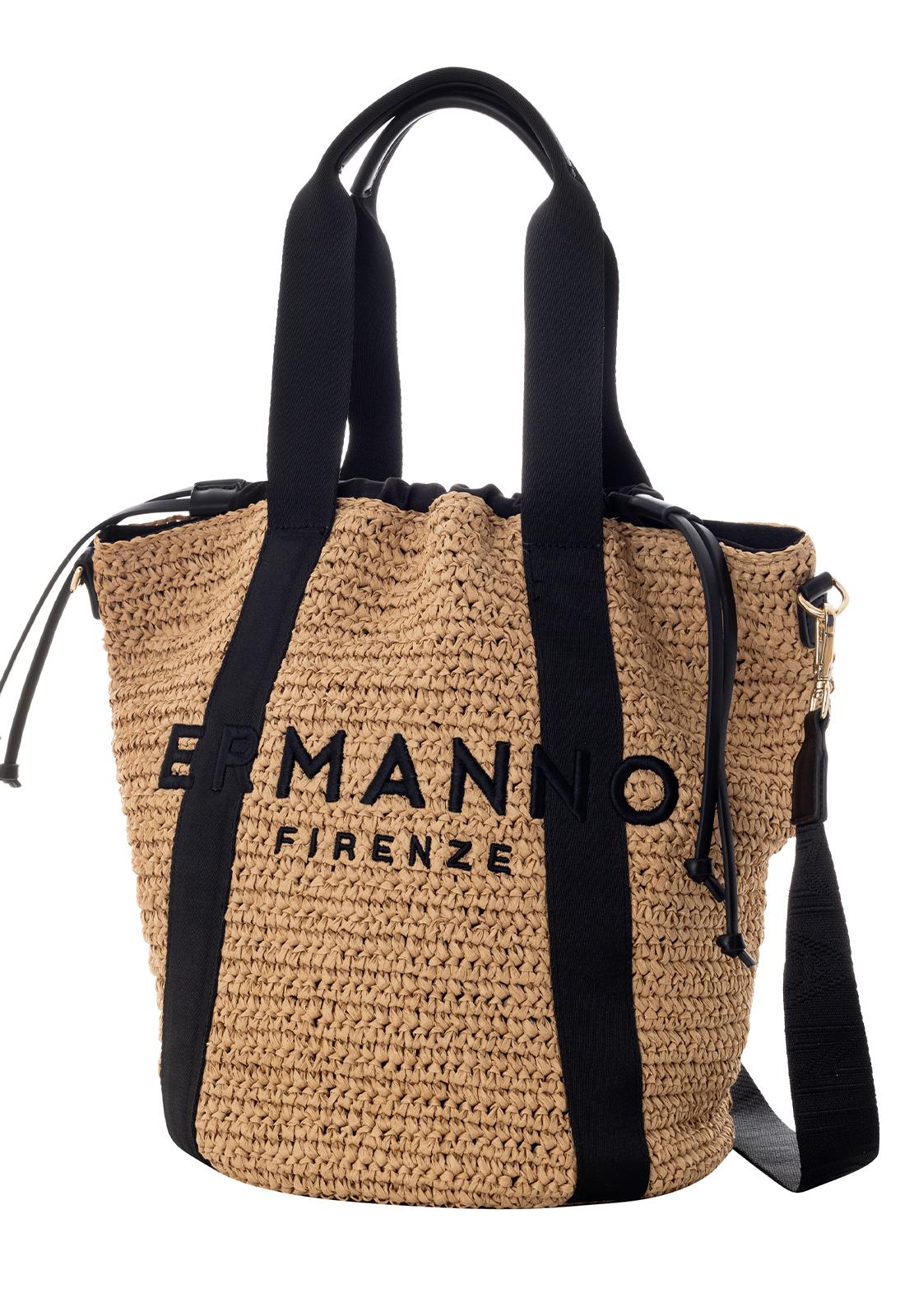 Borsa tote media in rafia 12402096 BLACK ERMANNO FIRENZE Black 
