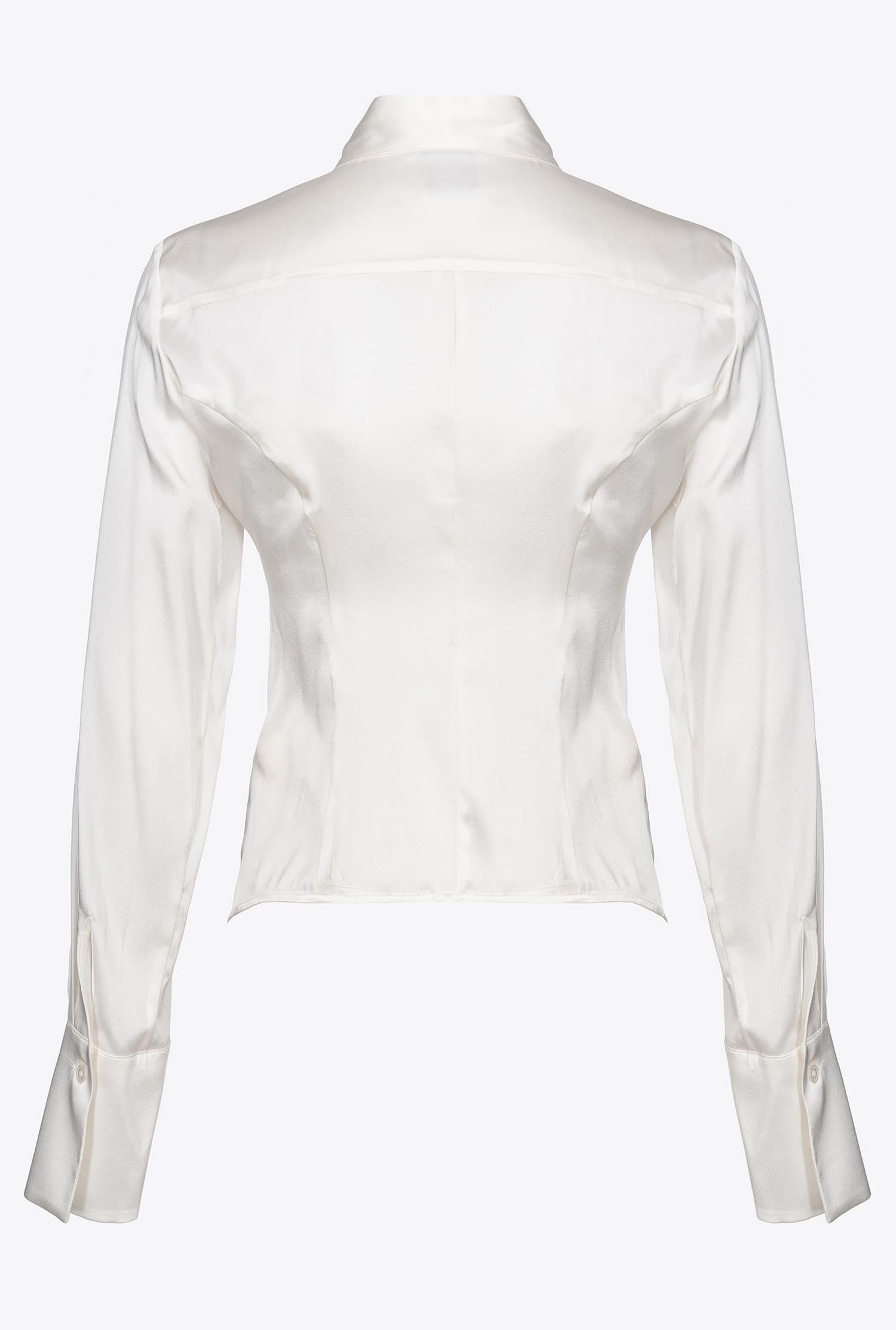 Camicia in satin di seta 100612ZR64 Z05 PINKO Bianco 