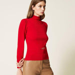 Maglia seamless con morsetto Oval T 222TT3191 00456 TWIN SET Papavero 