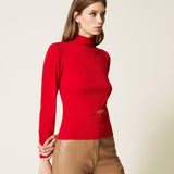 Maglia seamless con morsetto Oval T 222TT3191 00456 TWIN SET Papavero 