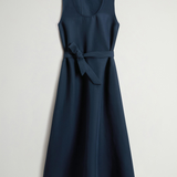 Vestito smanicato in misto lino con cintura CFWWDR2020FRUT3043 3989 WOOLRICH Melton blue 