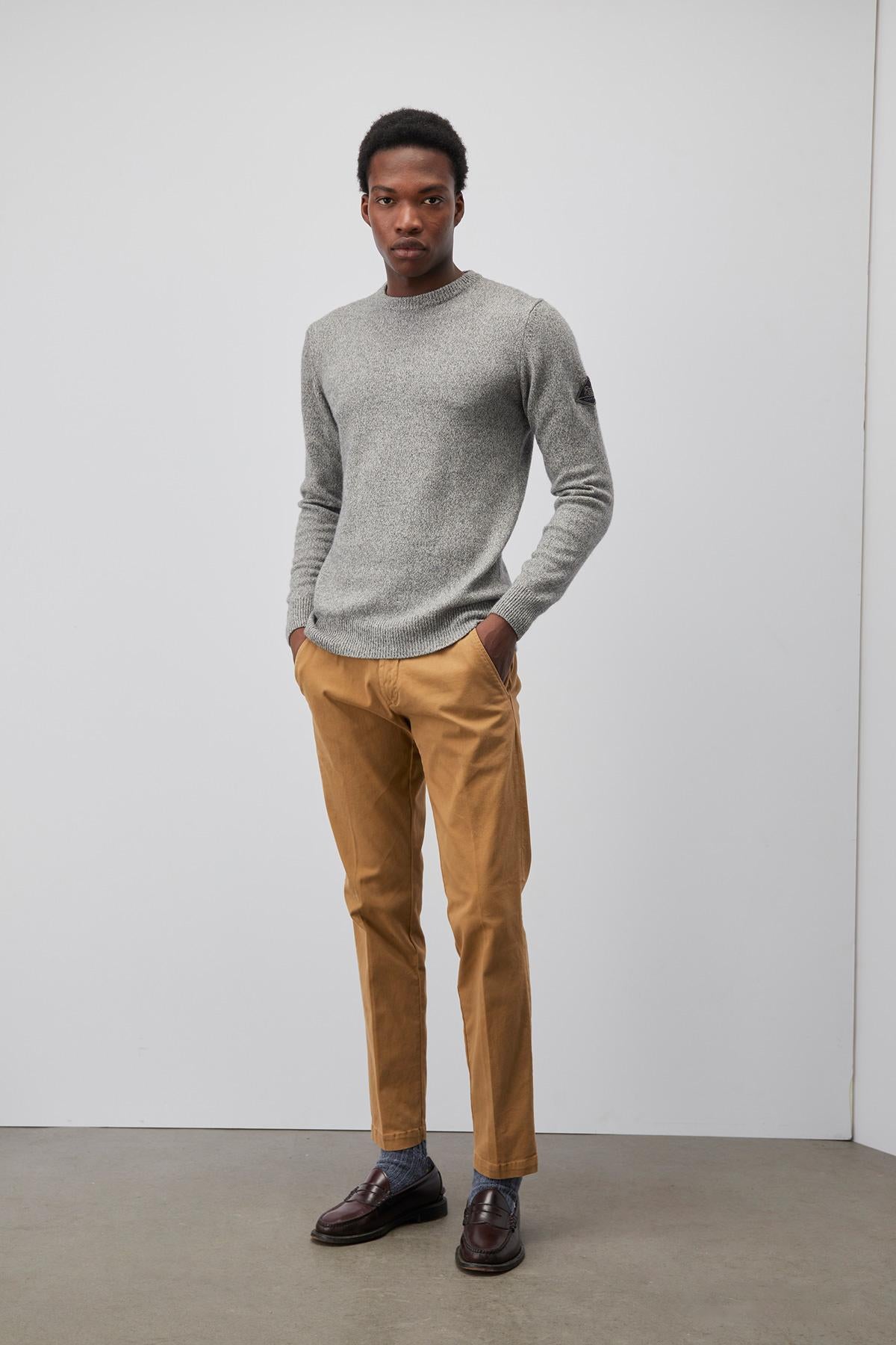 Maglia girocollo in lana e cachemire RRU502CE39 BG1 ROY ROGER'S Silk/nebbia 