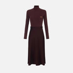 Abito in maglia a costine e raso con taschino AM06B56E2 EA4 ELISABETTA FRANCHI Merlot 