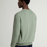 Maglia girocollo in puro cotone con logo ricamato CFWOKN0331MRUF0787 6671 WOOLRICH Faded smokey olive 