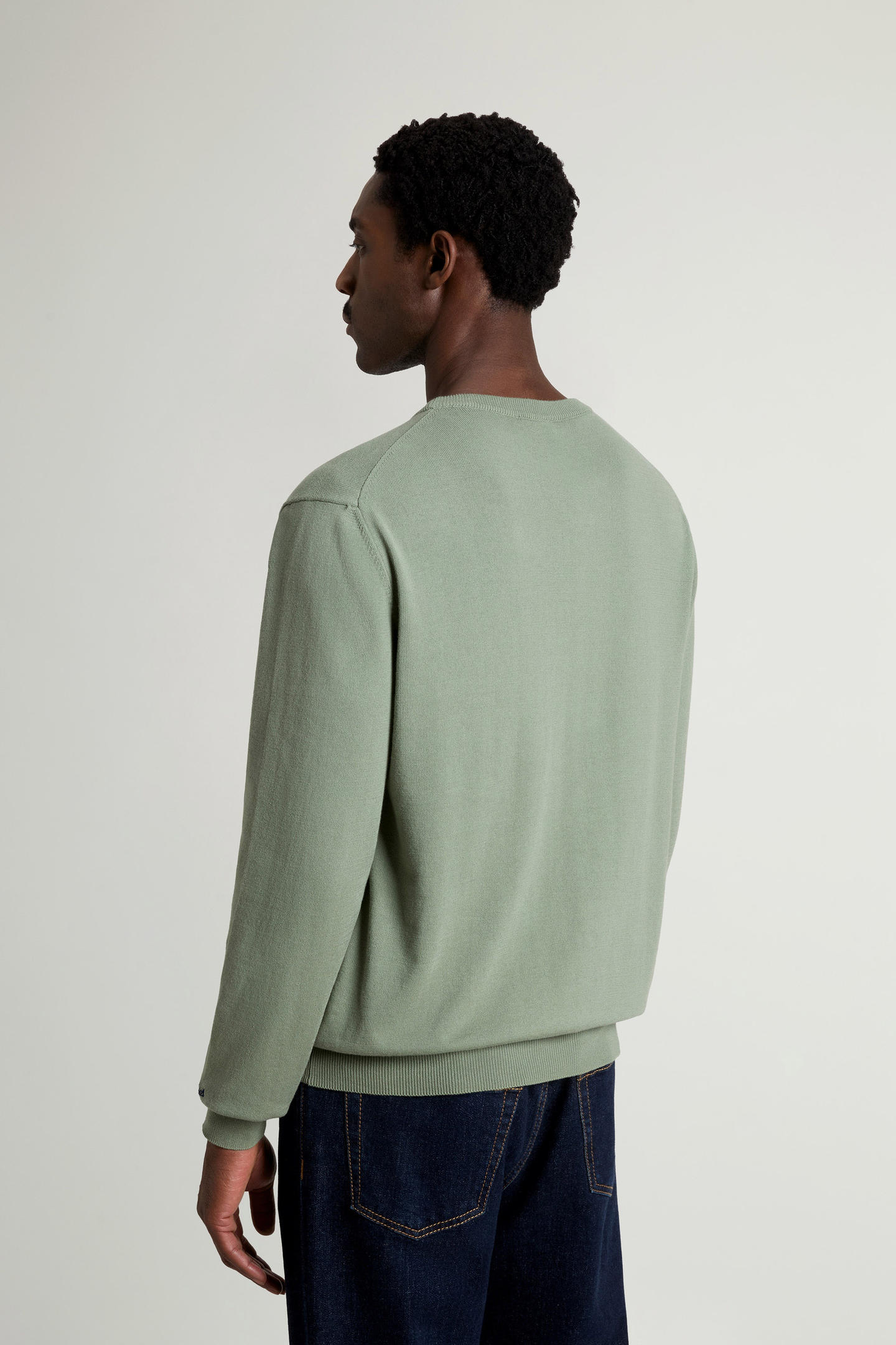 Maglia girocollo in puro cotone con logo ricamato CFWOKN0331MRUF0787 6671 WOOLRICH Faded smokey olive 