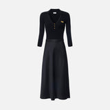 Abito in maglia a micro-trecce e raso AM13B61E2 110 ELISABETTA FRANCHI Nero 