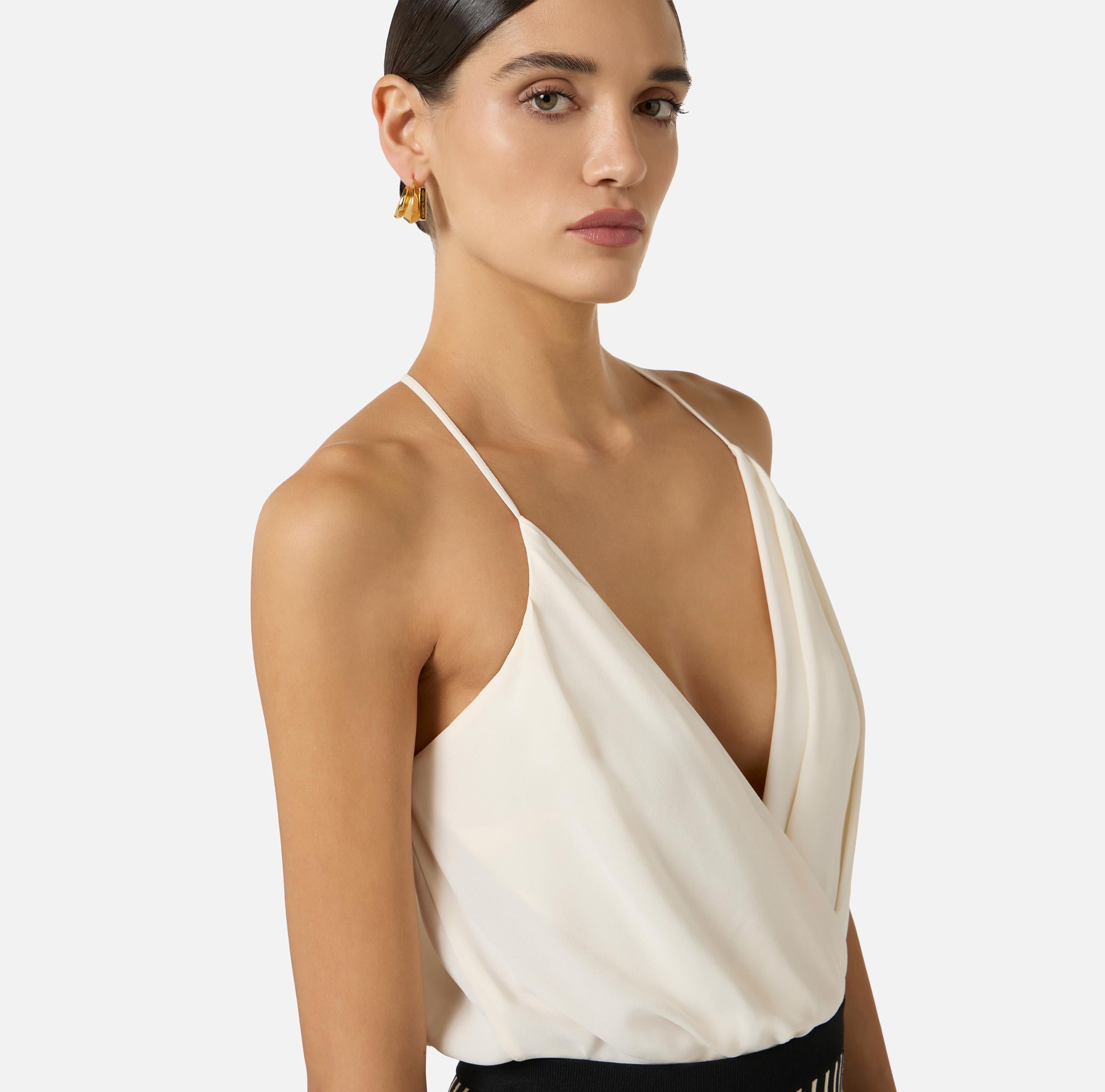 Body in georgette di viscosa BO01461E2 193 ELISABETTA FRANCHI Burro 
