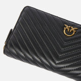 Portafoglio in nappa chevron 100250A0GK Z99Q PINKO Nero-antigue 