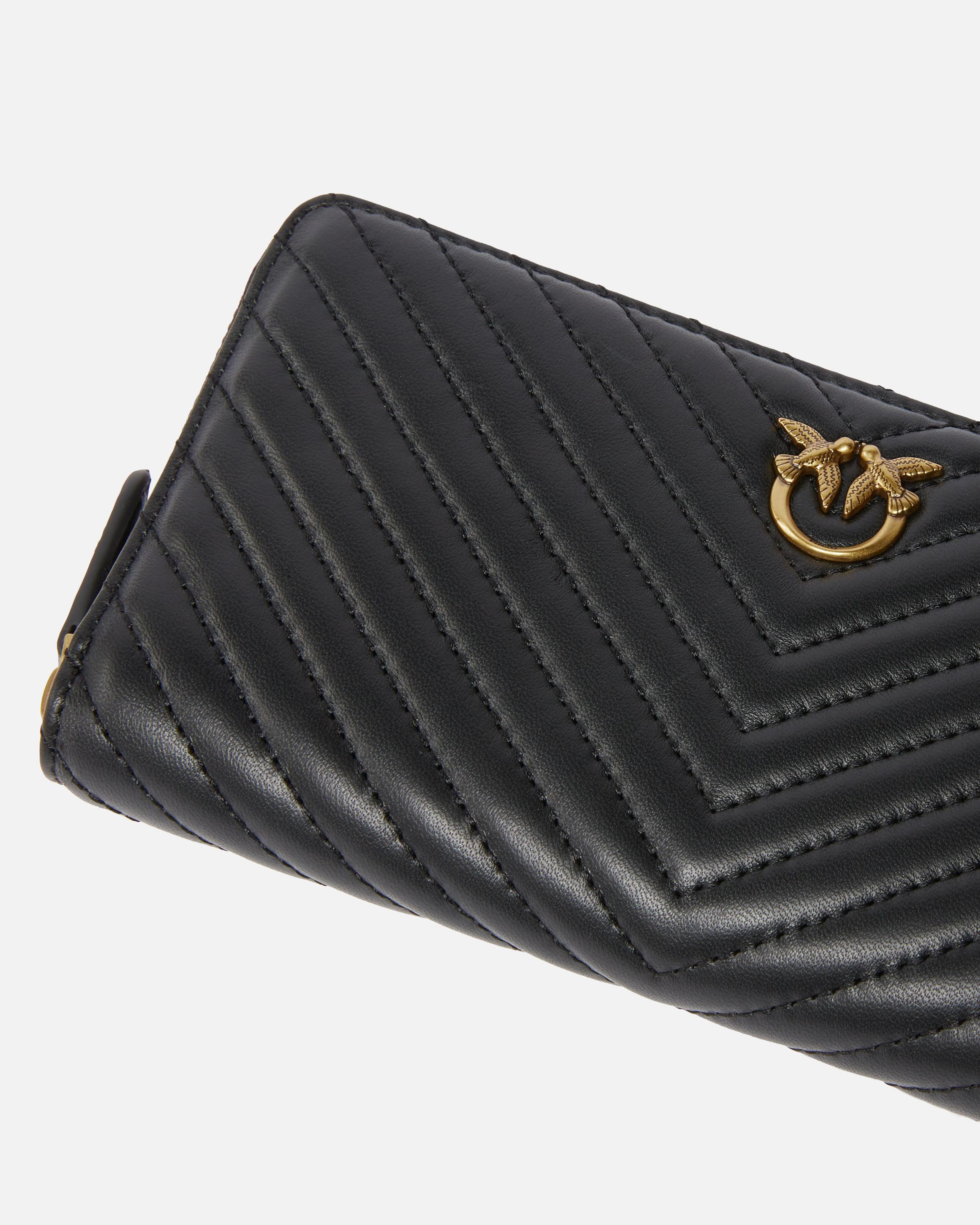 Portafoglio in nappa chevron 100250A0GK Z99Q PINKO Nero-antigue 