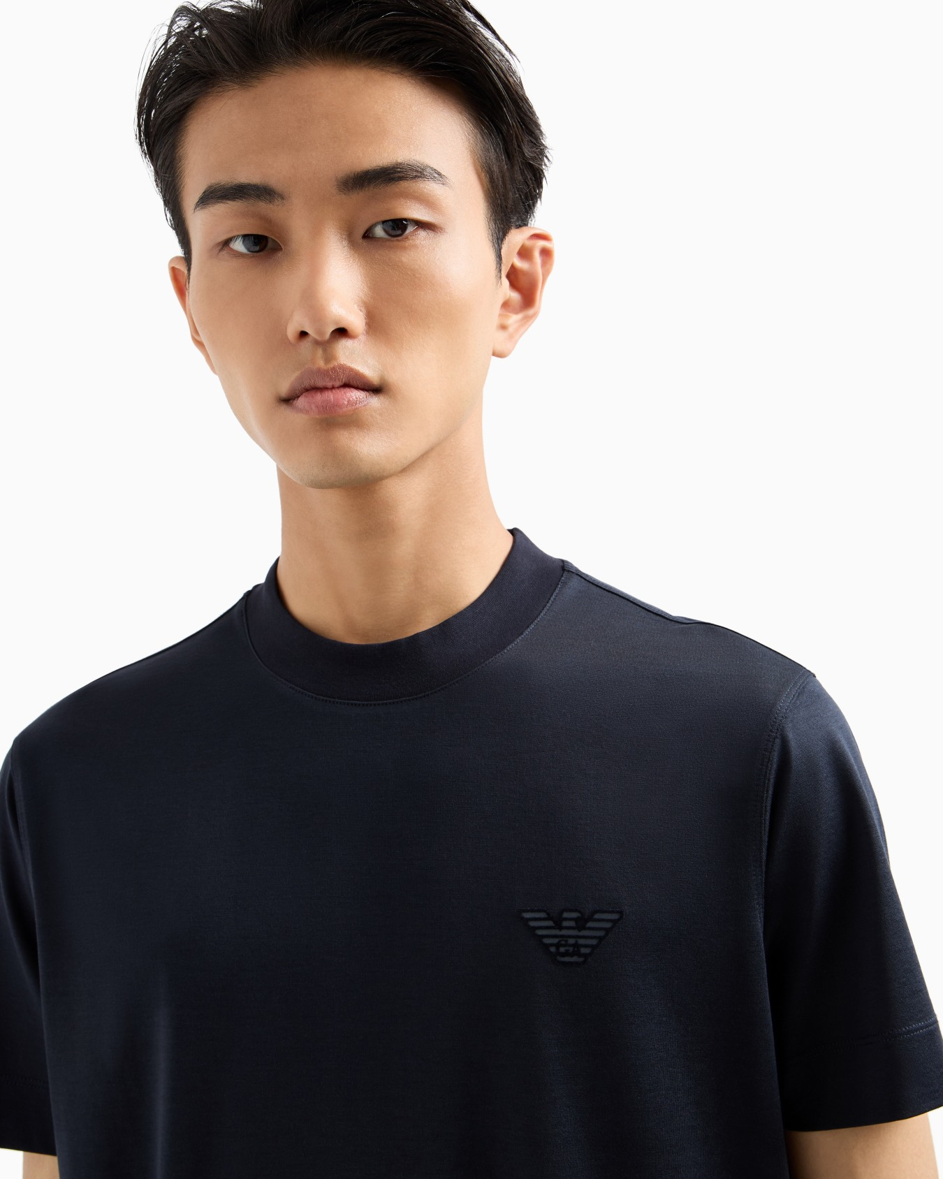 T-Shirt manica corta girocollo con logo flock 6D1TR3 1JOSZ 0950 EMPORIO ARMANI Eagle blu navy 