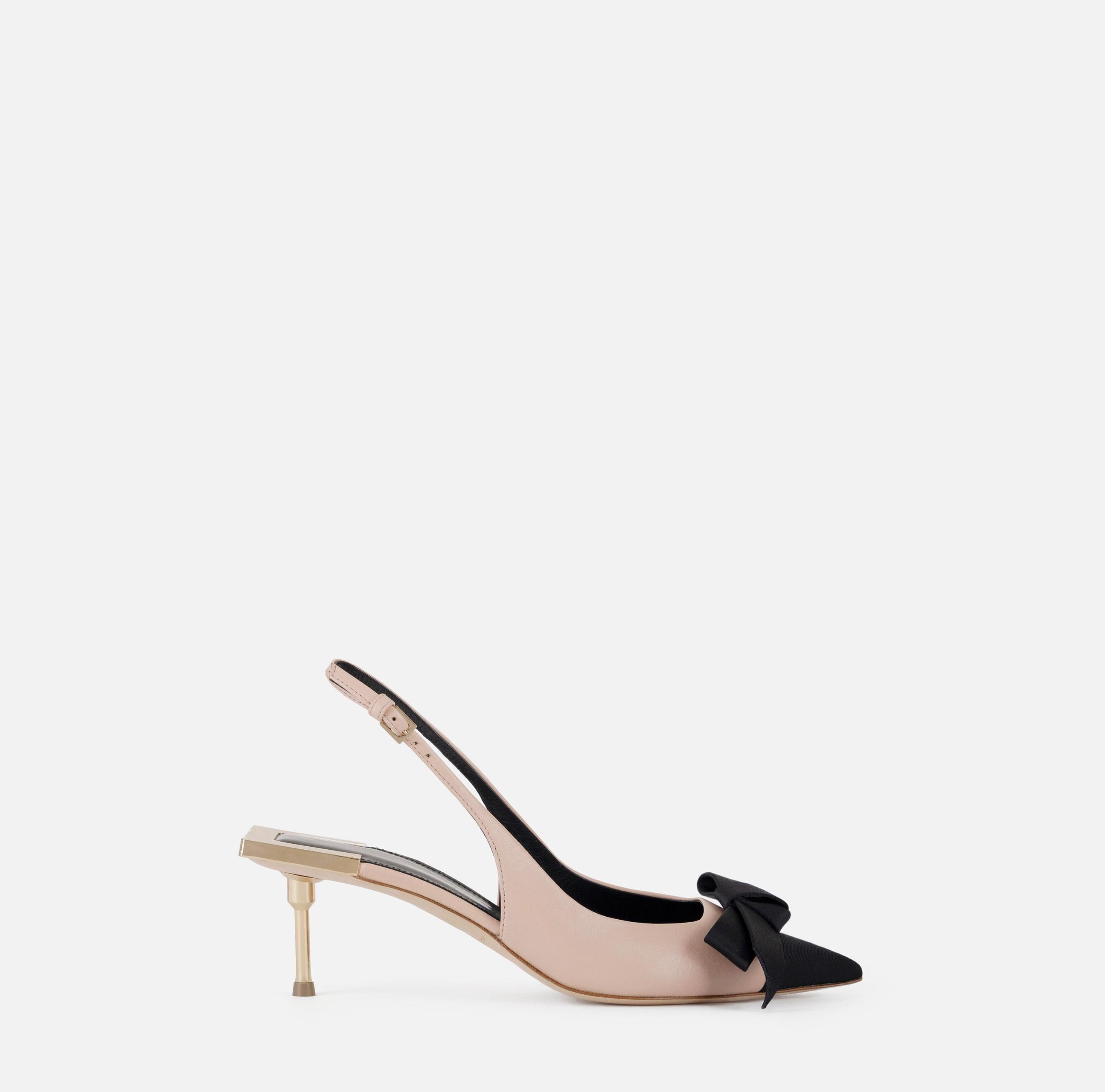 Slingback in nappa con fiocco in raso SA05L51E2 236 ELISABETTA FRANCHI Carne/nero 