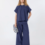 Pantalone ampio in popeline di cotone 2615131142600 008 MAX MARA WEEKEND Blu 