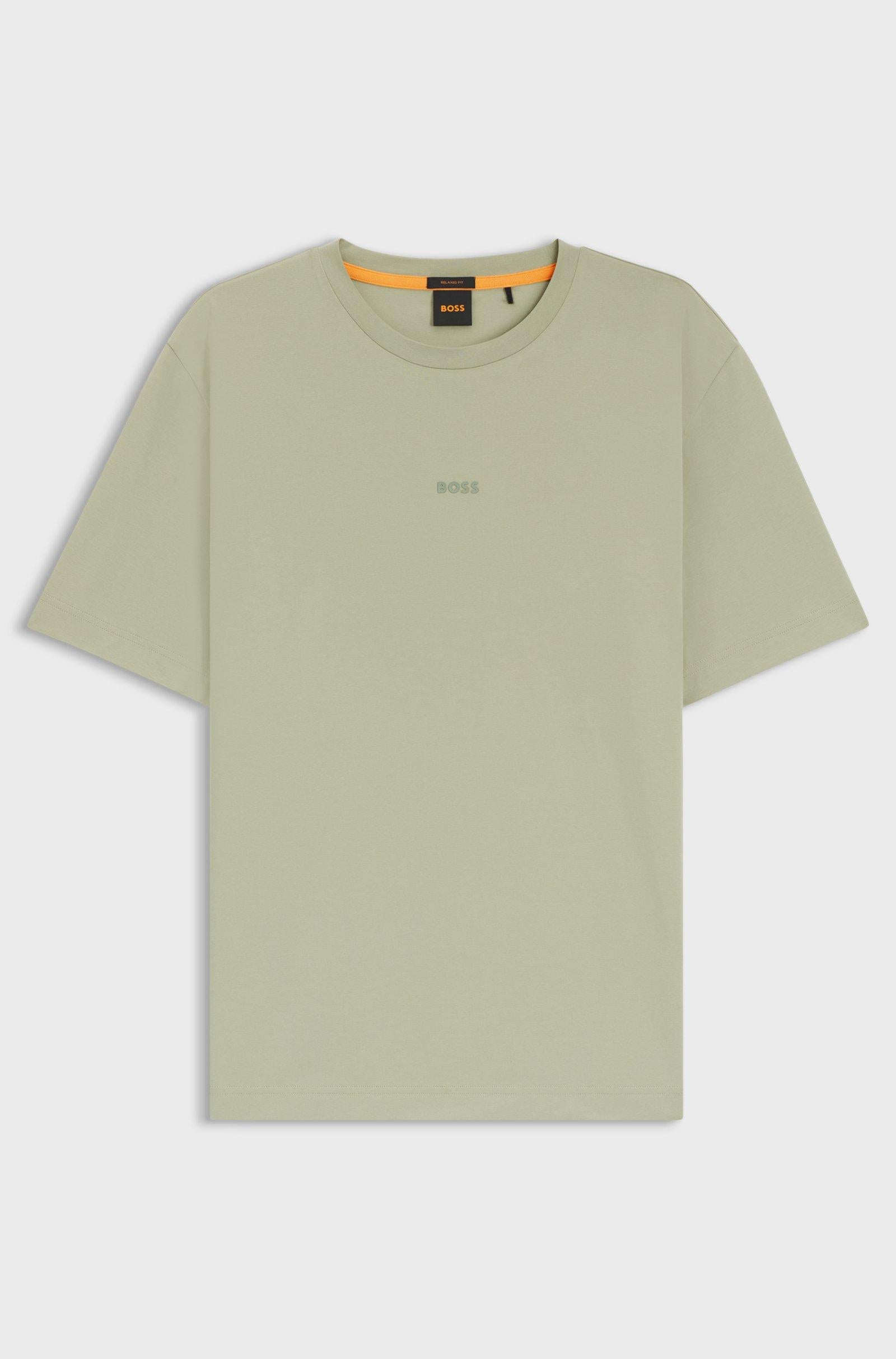T-shirt in cotone elasticizzato con logo a contrasto 50473278 10242929 01 077 BOSS Open green 