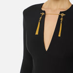 Abito in crêpe leggero con catena gioiello AB80557E2 110 ELISABETTA FRANCHI Black 