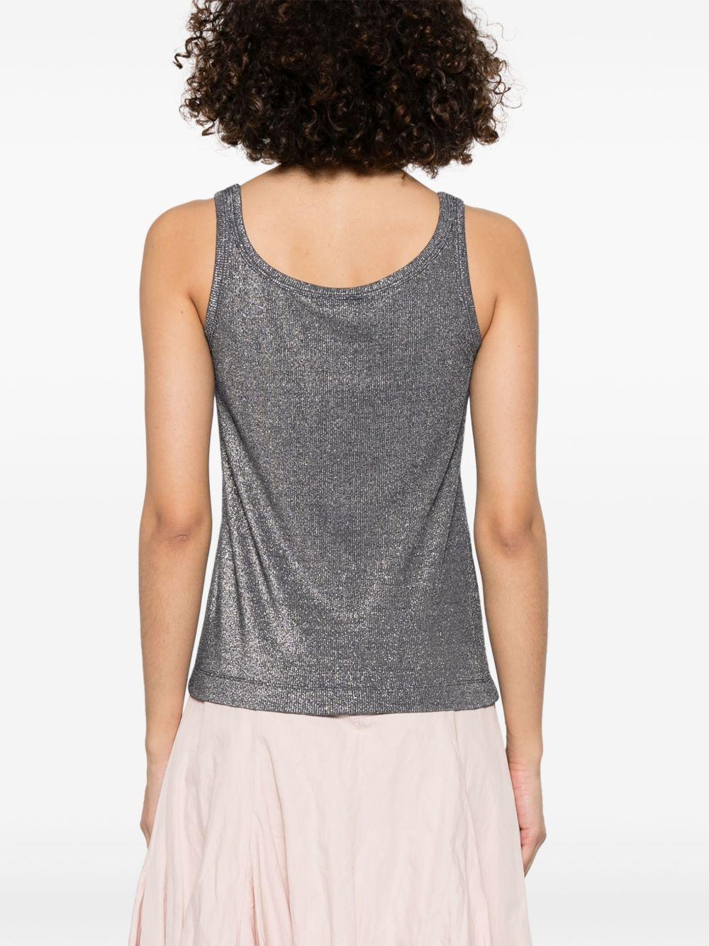 Top a canotta in maglia metallizzata con bottoni 104649A2CQ EI2 PINKO Blu/argento 