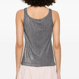 Top a canotta in maglia metallizzata con bottoni 104649A2CQ EI2 PINKO Blu/argento 