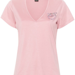 T-Shirt scollo a V con ricamo 100372A24E Q08 PINKO Rosa zefiro 