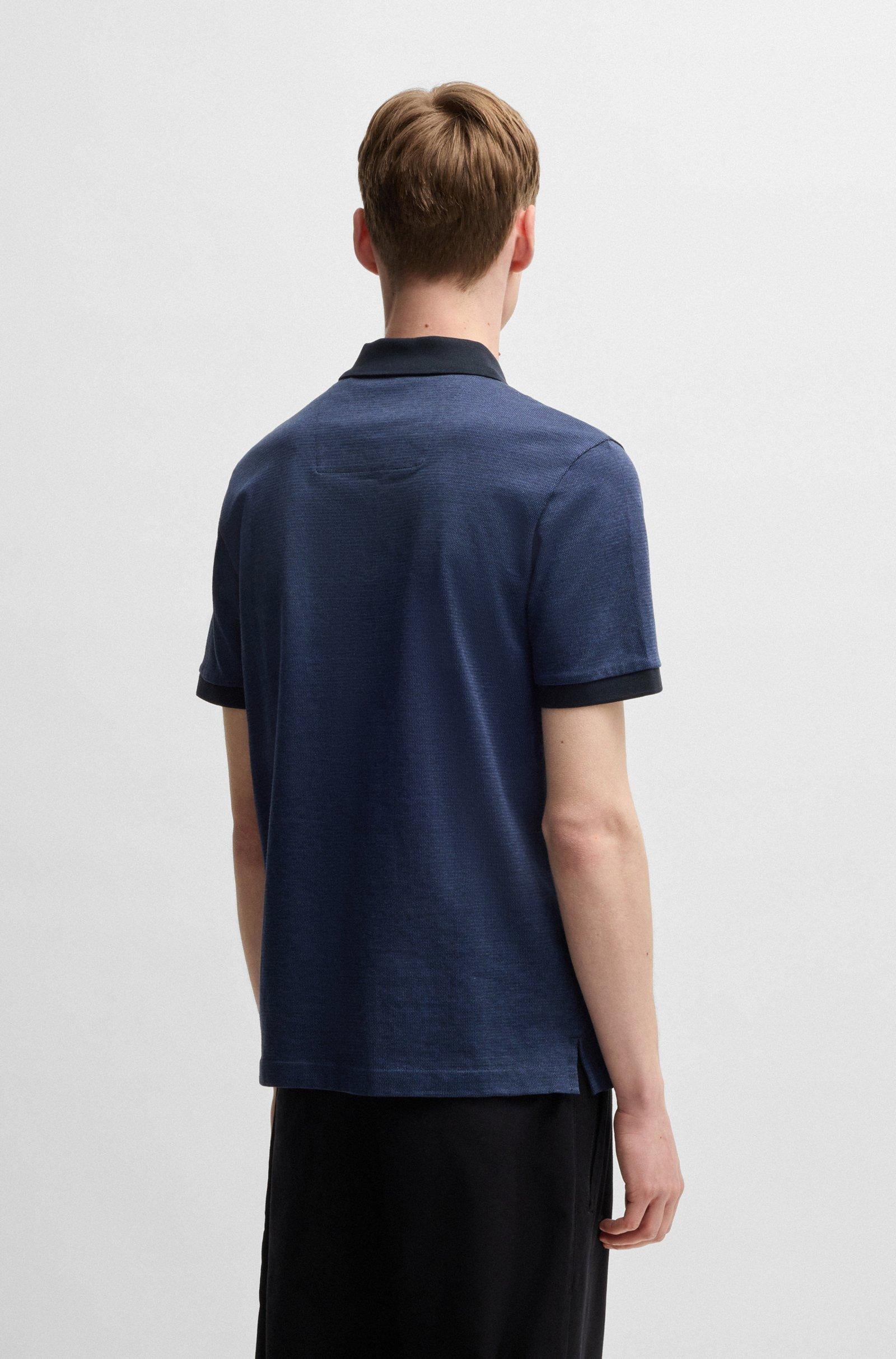 Polo in cotone mercerizzato con micromotivo 50532246 10269508 01 404 BOSS Dark blue 